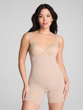 SPANX SMALL High-Waist Nude Shaping Bodysuit Shorts